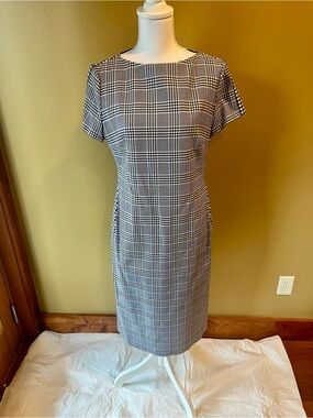 BOSS Classic Black & White Plaid Sheath Dress